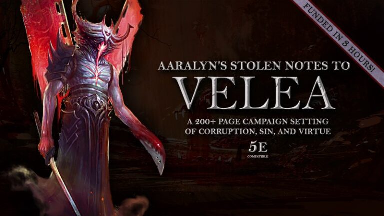 Aaralyn’s Stolen Notes to Velea RPG Setting Guide Up On Kickstarter